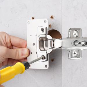 (경첩2개+보강판2개) 싱크대 경첩 보강판 세트 가구 옷장 장롱 붙박이장 도어 문짝 수리 플레이트