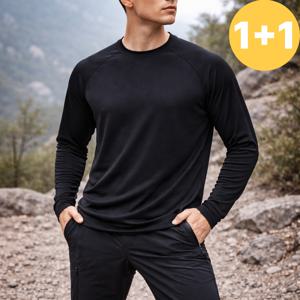 남자 기능성 긴팔티 흡습속건 블랙 1+1