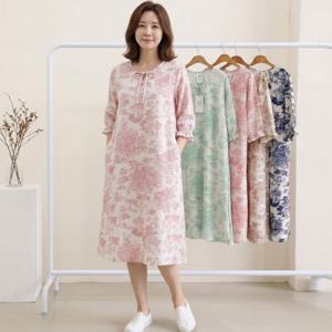 여성 여름 인견 롱 원피스 뚜왈 드 주이 데일리 홈웨어 잠옷 엄마옷으로 매장에서 잘나가요