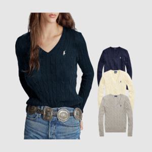 폴로랄프로렌 폴로 여성 브이넥 니트 꽈배기 니트 3종 211570011060