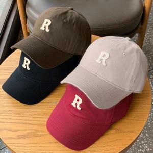 R로고 대두 볼캡 야구모자 여성 면 자수 빅사이즈 캡모자