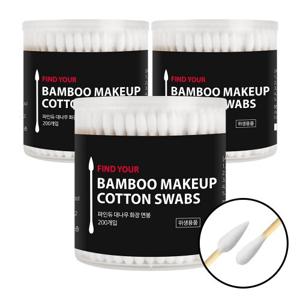 파인듀 대나무 화장 뾰족 라운드 면봉 200개입 X 3개