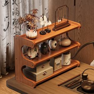 데스크탑 수납 선반 다층 정리대 책꽂이 컵홀더 주방 및 가정용 대나무 다용도 수납함