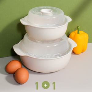 1+1 슬기로운 요리 생활 라면 만두 계란 전자레인지 찜 용기 중형+소형 혼자서도 쉽게 요리해 보아요~