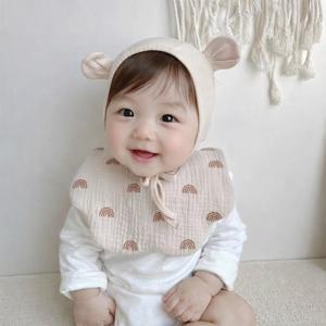 (라운드형 5종 set) 아기 사계절 턱받이 빕 신생아 요루 거즈 침받이 유아 자기주도 이유식