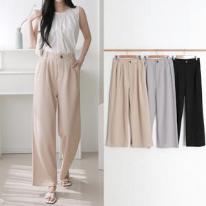 여성 여름 슬랙스 앞주름 핀턱 뒷밴딩 빅사이즈 찰랑 와이드 통 바지 링클프리