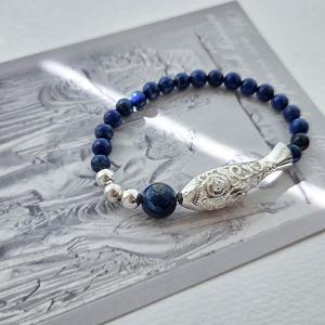 라피스라줄리 잉어 물고기 실버925 팔찌 행운 재물운