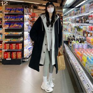 여성 후드 레이어드 롱 후리스 코트 양털 뽀글이 집업