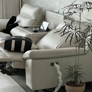 한샘 MVME 프라임 노블 홈바형 천연가죽 리클라이너 소파 4인