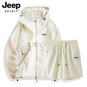 JEEP SPIRIT 남녀공용 여름 아이스 실크 자외선 차단 통기성 스포츠 레저 투피스