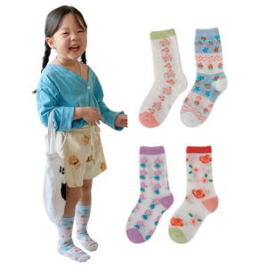 장미꽃 매쉬 여아양말 4족세트(1184)