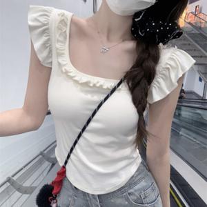 프릴 캡나시 민소매 U넥 여성 여름 나시 티셔츠 OFS-SST53