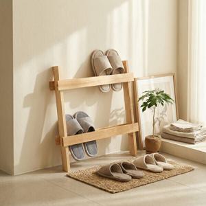 인테리어 고무나무 원목 실내화 거치대 슬리퍼 걸이 정리대 2color