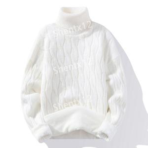 남성 터틀넥 기모 니트 티 목 폴라 꽈배기 스웨터