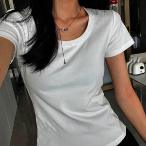 벨라빈 여성 슬림핏 무지 반팔 티셔츠 반팔티 여자 여름 기본 스판 티셔츠