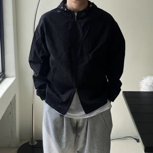 오버핏 투웨이 스트링 후드 바람막이 간절기 집업자켓