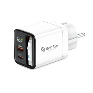 반디비 65W 릴케이블 충전기 GaN PD 접지형 멀티 2포트 초고속 충전 어댑터