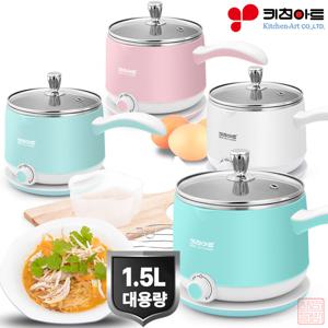 키친아트 1.5L 대용량 라면포트 3중단열 쾌속가열 304스테인리스 전기 무선 커피 포트 주전자 냄비 쿠커