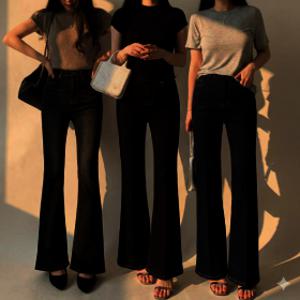 세미부츠컷청바지 블랙진 생지데님 흑청 진청 팬츠 스판 나팔바지 여름버전/기모버전 출시