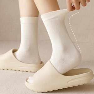 스니커즈 중목 양말 여성 무지 10켤레 세트 무압박 흰 면 캐주얼양말 OSK-BG1