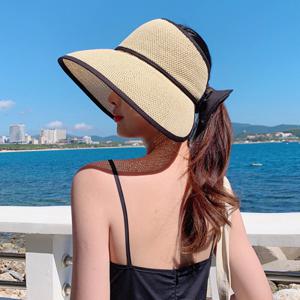 썬캡 여성 여름모자 자외선차단 라탄 챙넓은 돌돌이 햇빛가리개 OHT-CAP6