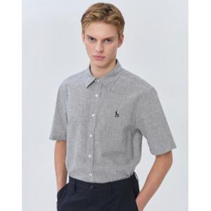 25SS 스테디셀러 블랙 스트라이프 면혼방 반팔캐주얼셔츠 WHSH5B595BK