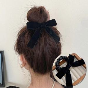 벨벳 리본 머리끈 곱창밴드 블랙 스크런치 헤어끈 리본끈 ODM-HAIRBAND1