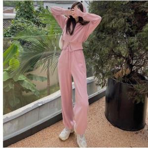 J2K 여성 후드 크롭 트레이닝 투피스 데일리 꾸안꾸 와이드핏