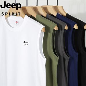 1+1 지프 JEEP SPIRIT 남자 여름 순면 라운드 통기 민소매 티셔츠 JP35978