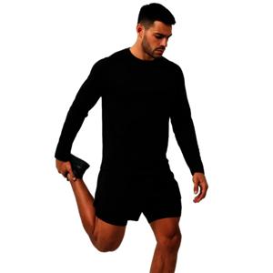 남자 간절기 기능성 운동복 긴팔 반바지 상하의 세트 블랙