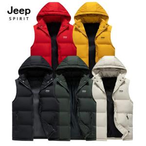 지프스피릿 가을겨울 남성용 방풍 방수 지퍼 포켓 보온 후드 조끼 QZ005