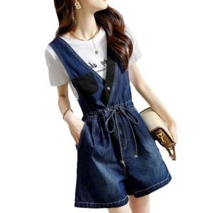 여자 여름 멜빵바지 캐주얼 와이드핏 청반바지