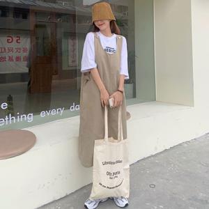 150kg까지 빅사이즈 여성복 세트 루즈핏 반팔 멜빵 원피스 투피스 여름