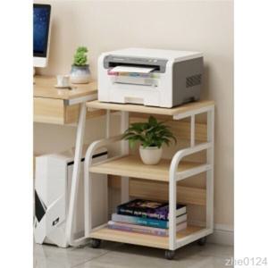 이동식 프린트 선반 테이블 프린터 책상 받침대 거치대 수납 복합기 다이-3단 원목+화이트