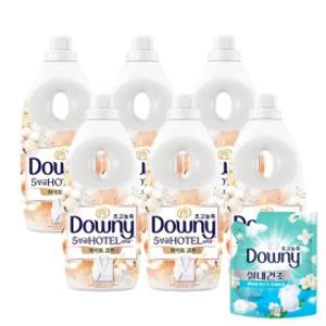 다우니 섬유유연제 화이트 코튼 향 1L 6개 + 실내건조 프레시클린 200ml 1개 증정