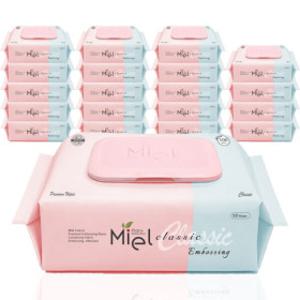 미엘 클래식 엠보싱 물티슈 100매 캡형 20팩 고평량 (사업자 5%추가할인)