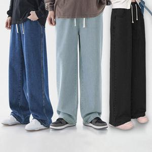 여성 남자 빅사이즈 진청 연청 흑청 밴딩 데님 와이드 청바지