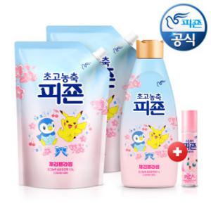 고농축 섬유유연제 실내건조 체리블라썸 1300ml x2개+체리블라썸1Lp+스프레이120mlp(포켓몬에디션)
