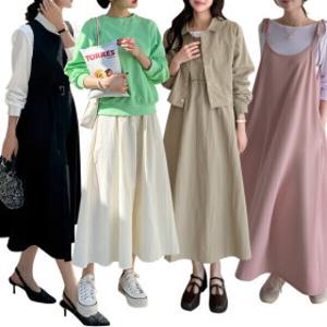 봄 여름 뷔스티에 쉬폰 레이스 플라워 코튼 멜빵 플레어 주름 나시 반팔 빅사이즈 임산부 하객 롱 원피스