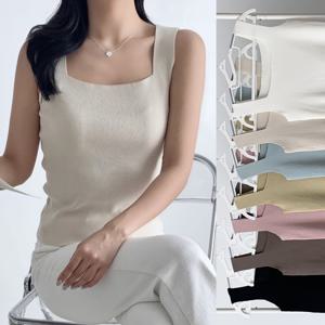 여성 니트 나시 스퀘어넥 여름 이너 민소매 레이어드 니트티