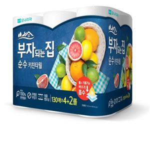 모나리자 부자되는집 키친타올 순수 130매 4+2롤 순하고 부드러운 친환경티슈