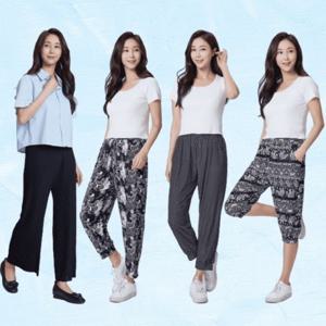 (1+1) 기능성 와이드 밴딩 쿨링 냉감 플리츠 팬츠 UV차단 7부 9부 스판 냉장고 바지