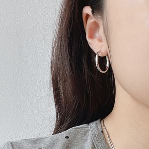 젤루나 라운드 슬림 심플 기본 원터치 링귀걸이 P-265