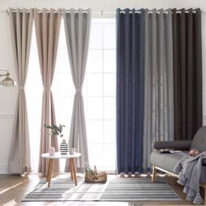 린넨룩모카 호텔식 긴창 거실 암막커튼 130x233x2장