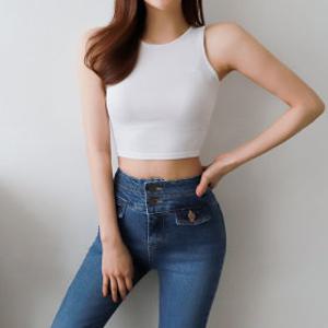크롭티 크롭탑 배꼽티 나시 홀터넥 골지 나시 티셔츠