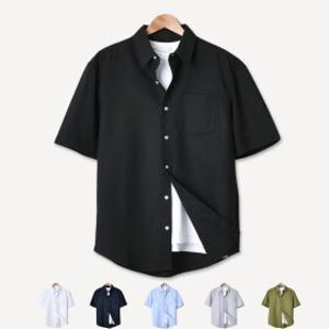 (L~6XL) 남자 여름 반팔 셔츠 옥스포드 오버핏 바이오 워싱 빅사이즈 캐주얼 남방 6컬러 304
