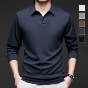 쾌적한 착용감 베이직 오픈 카라 티셔츠 남성 남자 봄 가을 간절기 정장 레이어드 티 긴팔 출근룩 셔츠