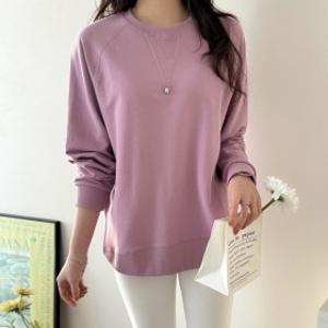 미란다 여성 나그랑 루즈핏 언발 트임 쭈리 맨투맨 티셔츠 봄 가을 간절기