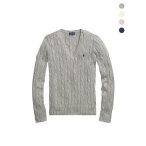 폴로랄프로렌 (패플)   폴로랄프로렌 랄프 로렌 여성 브이넥 코튼 꽈배기 니트