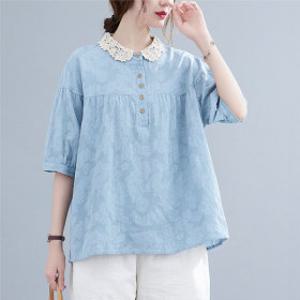 코코에보니빅사이즈블라우스 레이스카라반팔블라우스/BL-502 루즈핏블라우스